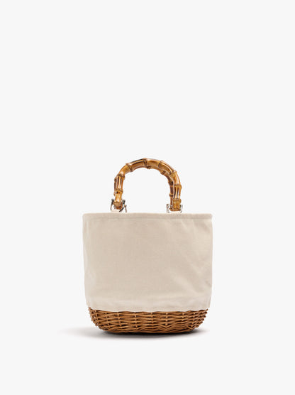 Tote Bag Canvas With Rattan Base M