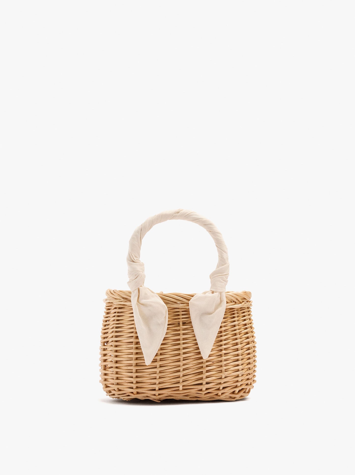 Tote Bag Of Rattan With Braided Handle