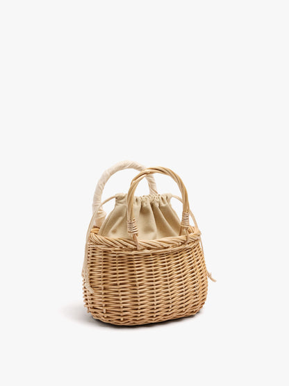 Tote Bag Of Rattan With Braided Handle