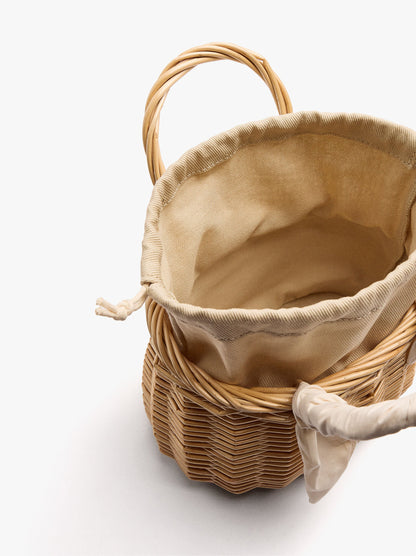 Tote Bag Of Rattan With Braided Handle