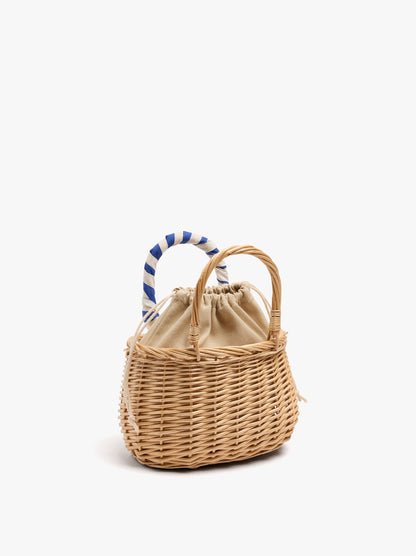 Tote Bag Of Rattan With Braided Handle