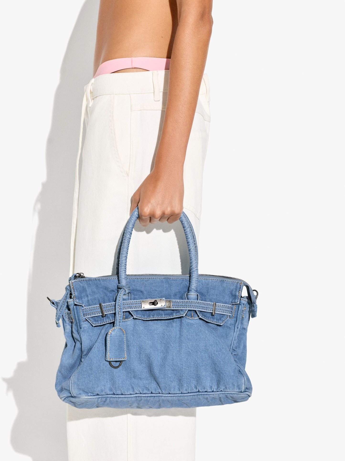 Tote Denim Bag With Crossbody Bag