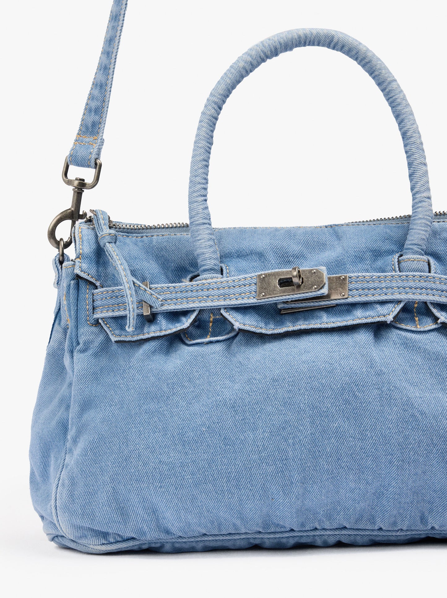 Tote Denim Bag With Crossbody Bag