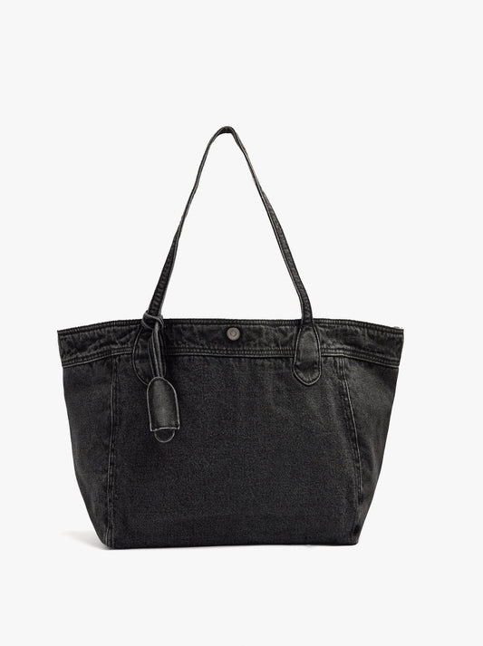 Shopper Denim Bag With Pendant