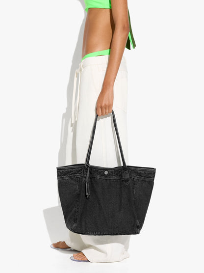Shopper Denim Bag With Pendant