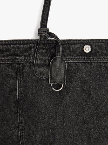 Shopper Denim Bag With Pendant