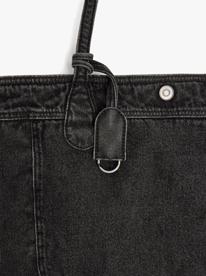 Shopper Denim Bag With Pendant