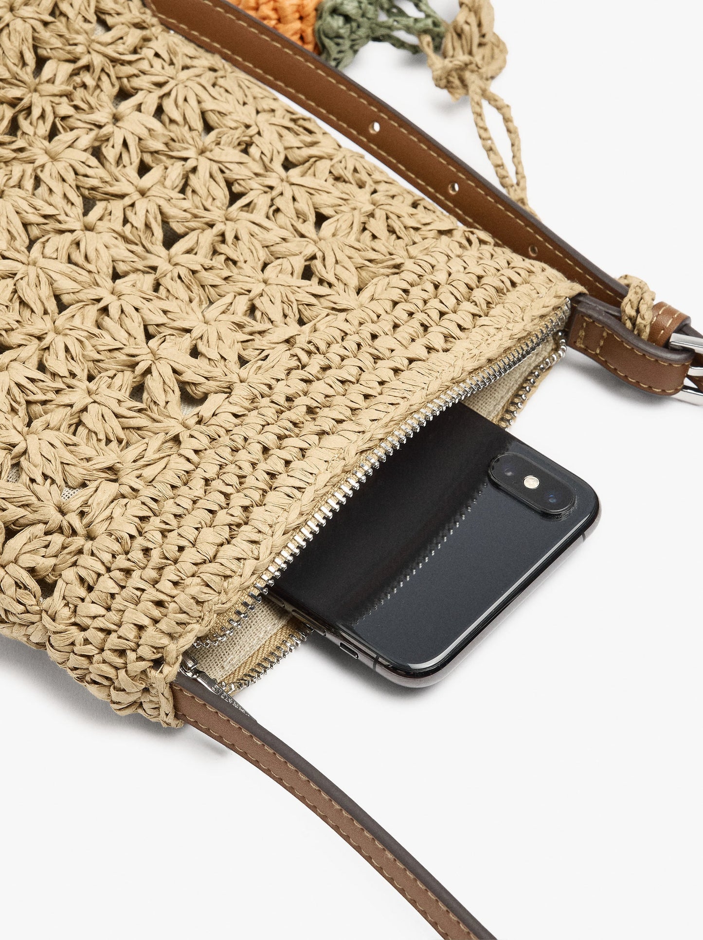 Mobile Phone Bag Paper Straw With Strap