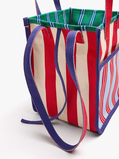 Reversible Tote Bag With Striped Stripes