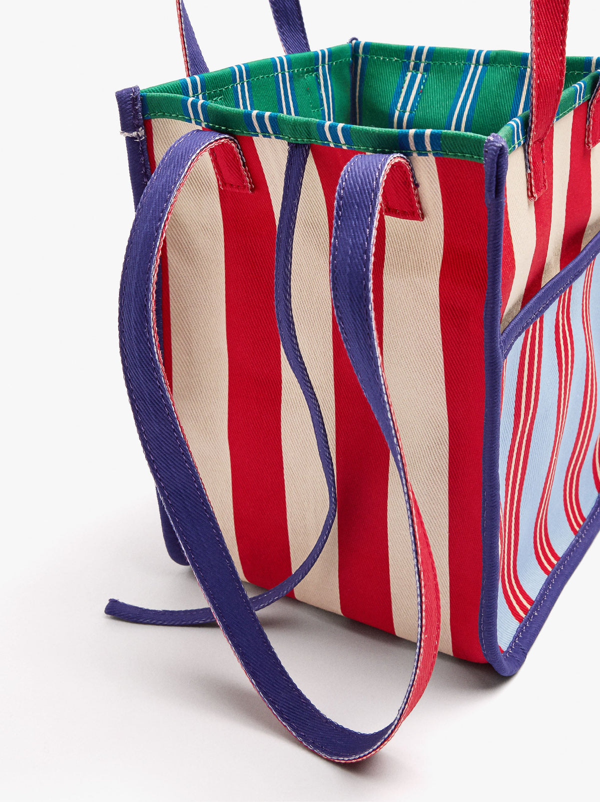 Reversible Tote Bag With Striped Stripes