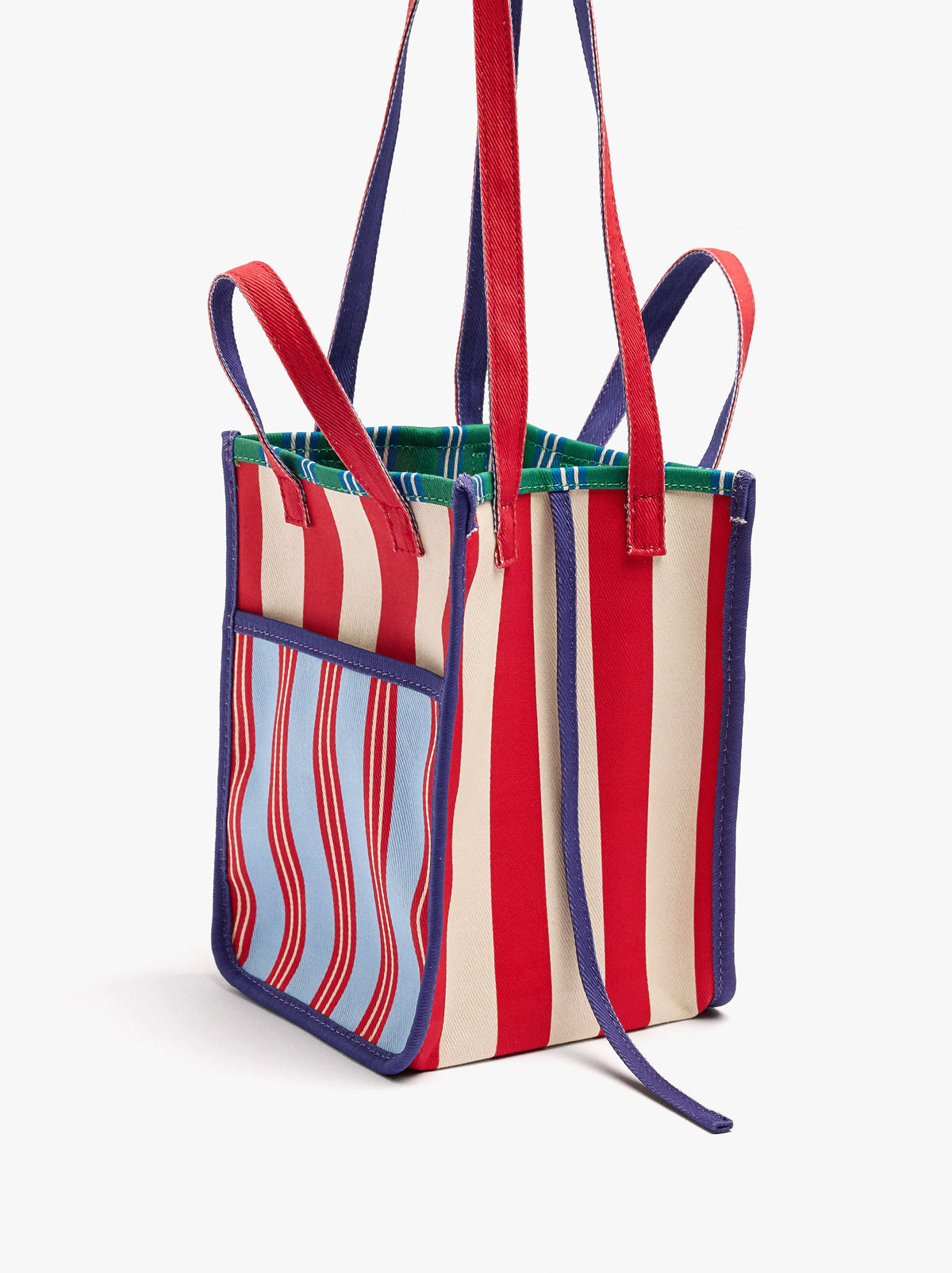 Reversible Tote Bag With Striped Stripes