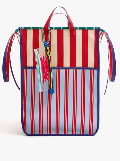 Reversible Canvas Tote Bag With Stripes