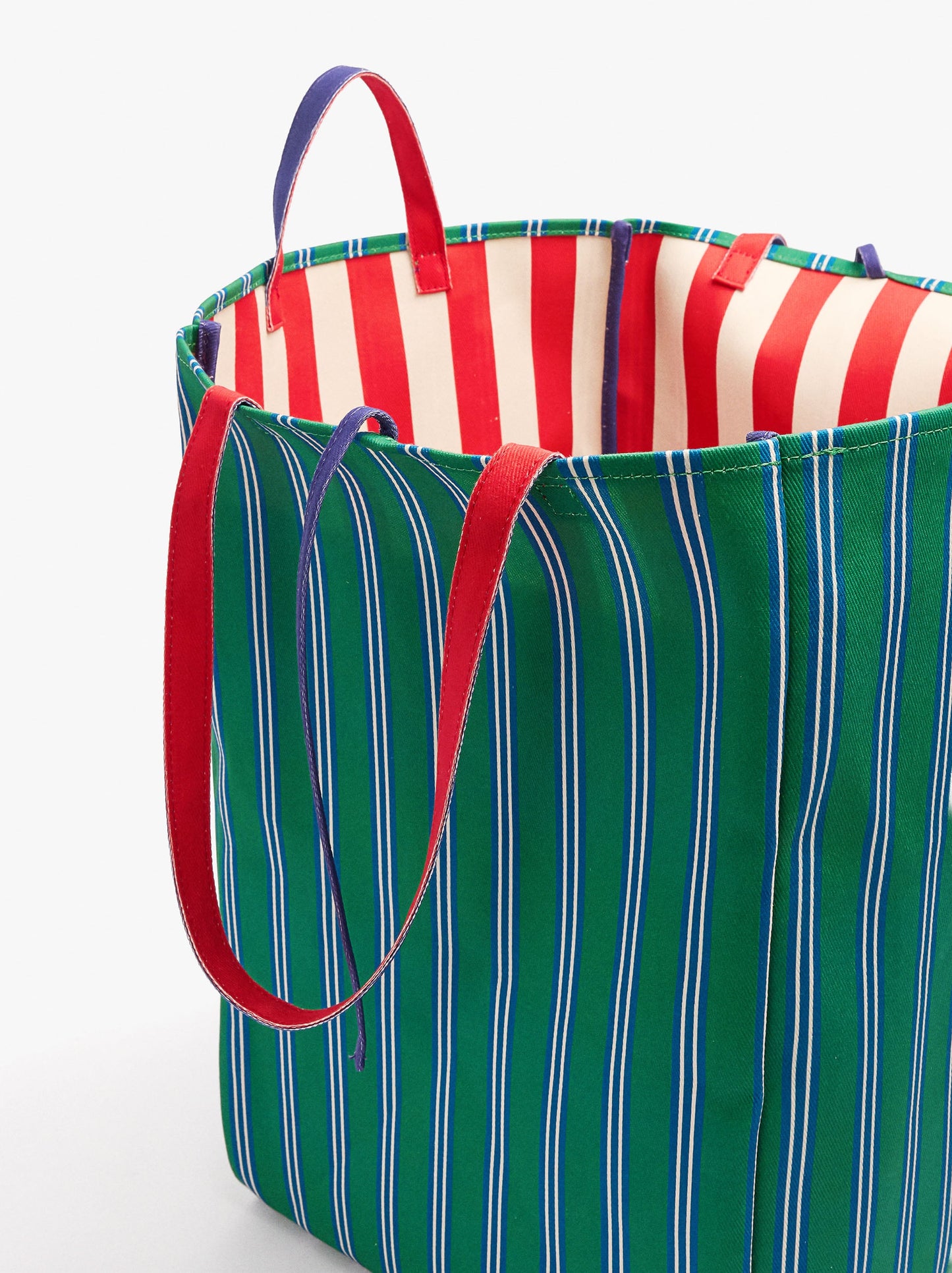 Reversible Canvas Tote Bag With Stripes