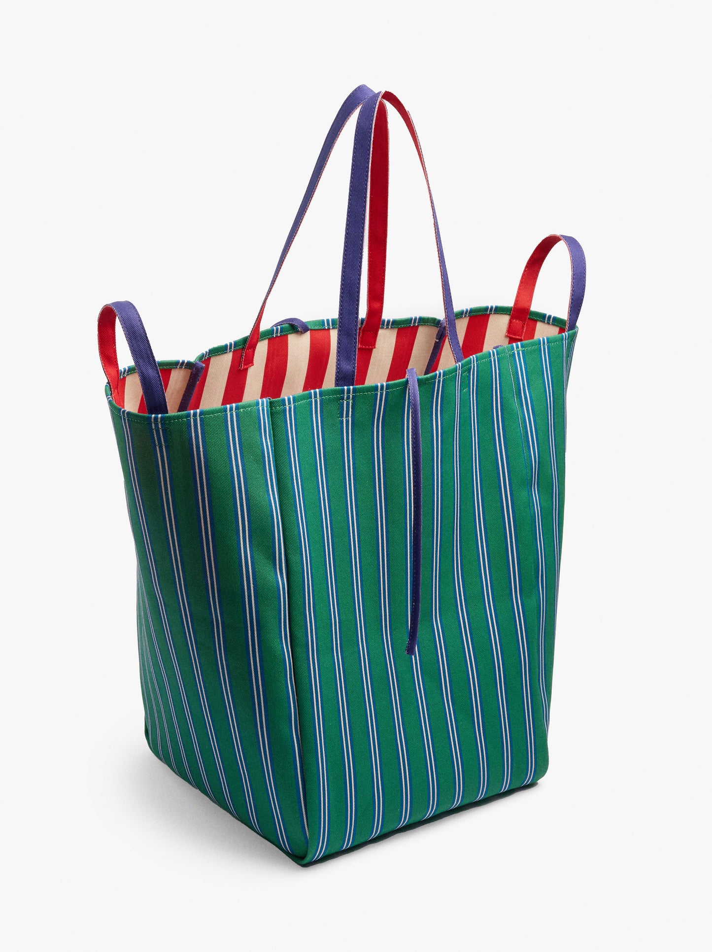 Reversible Canvas Tote Bag With Stripes
