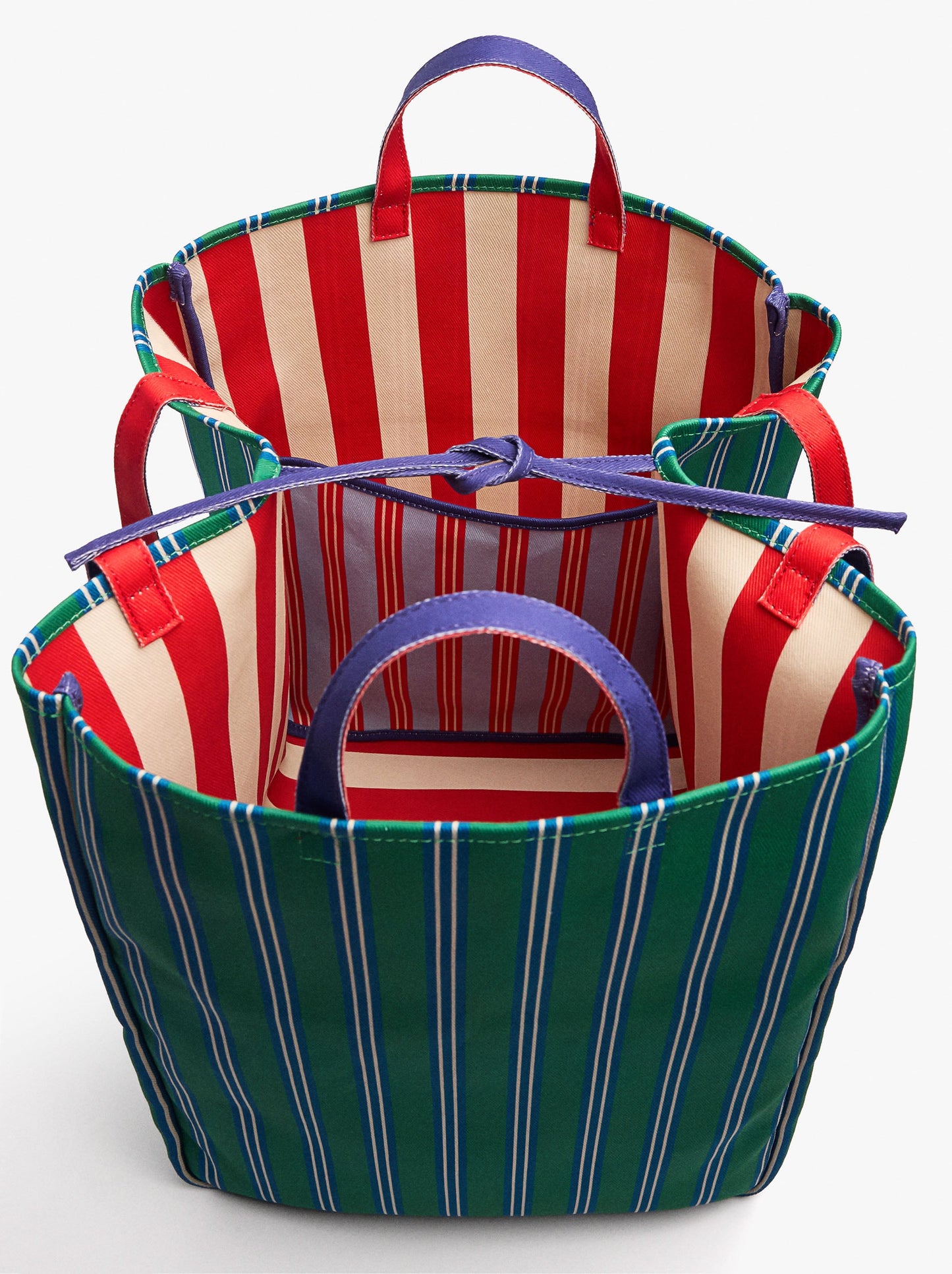 Reversible Canvas Tote Bag With Stripes