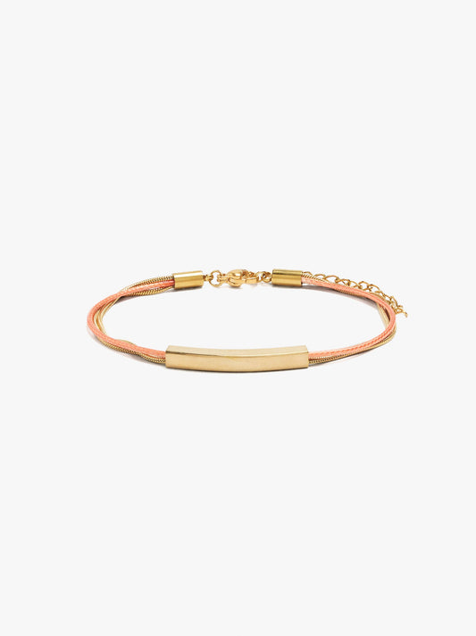 Double Bracelet With Bar - Stainless Steel