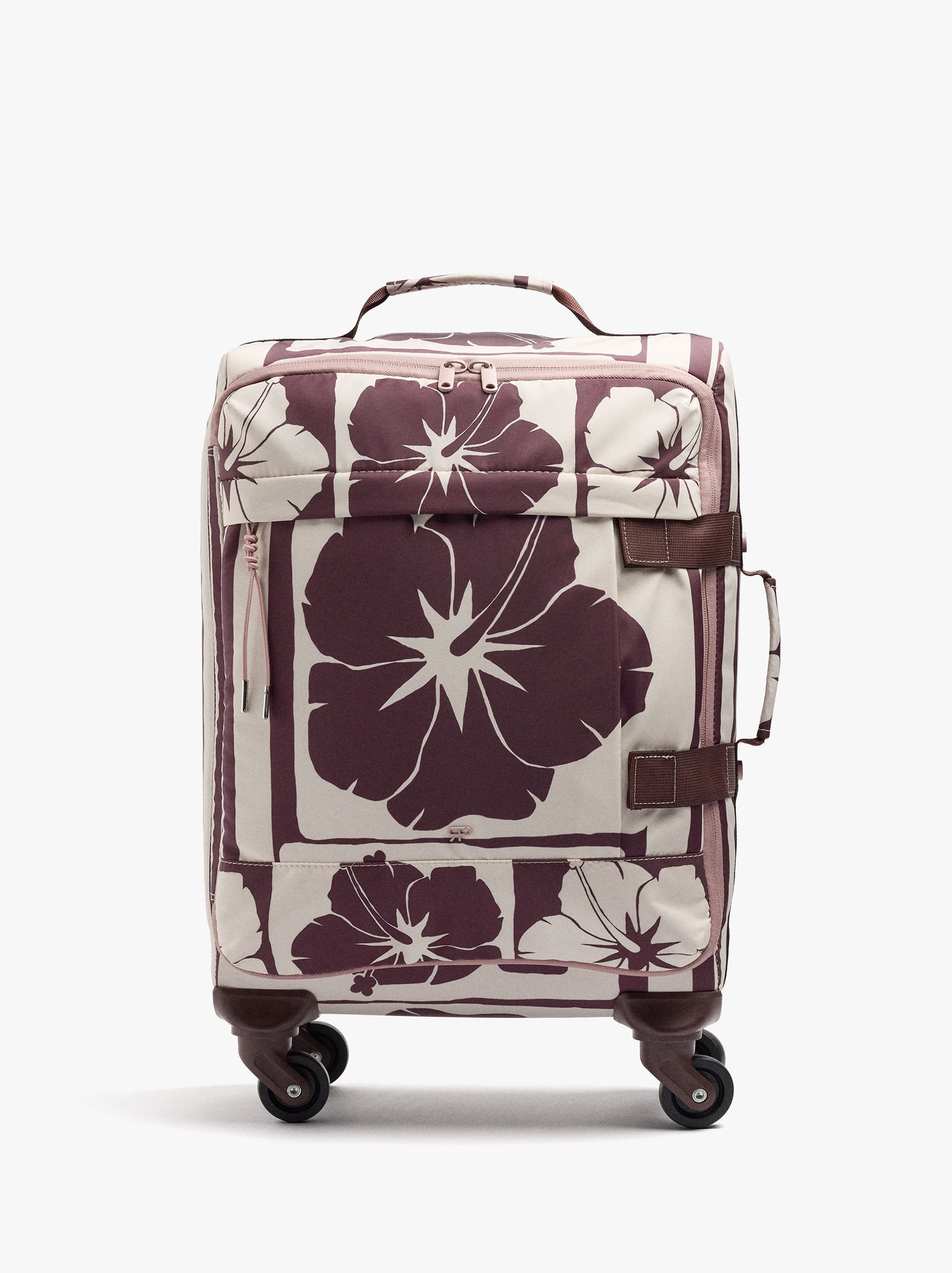 Floral Printed Nylon Travel Suitcase
