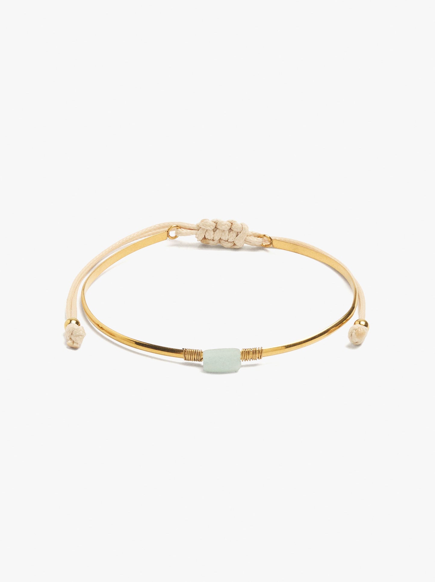 Adjustable Bracelet With Stone - Stainless Steel