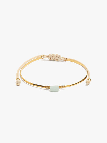 Adjustable Bracelet With Stone - Stainless Steel
