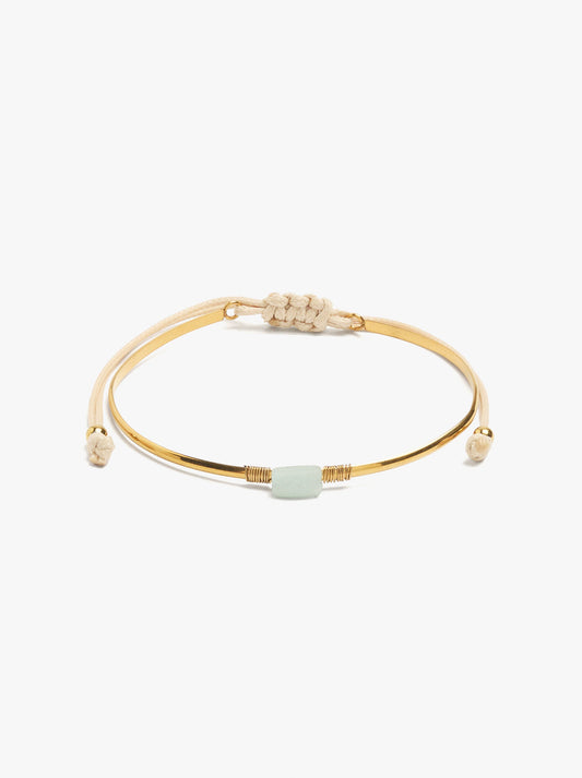 Adjustable Bracelet With Stone - Stainless Steel