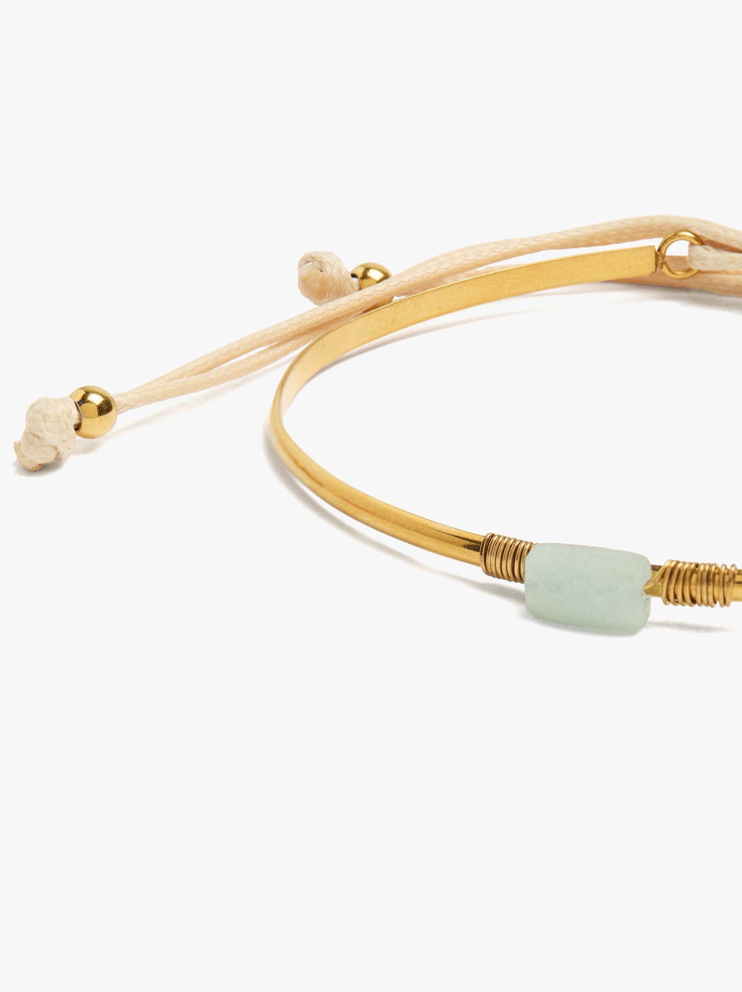Adjustable Bracelet With Stone - Stainless Steel