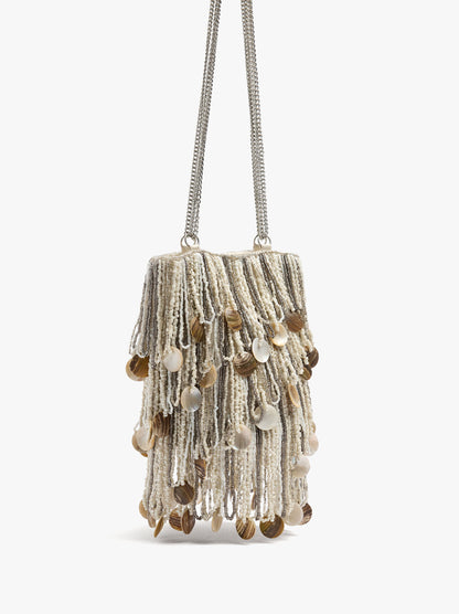 Party Bag With Fringes Of Beads And Shells