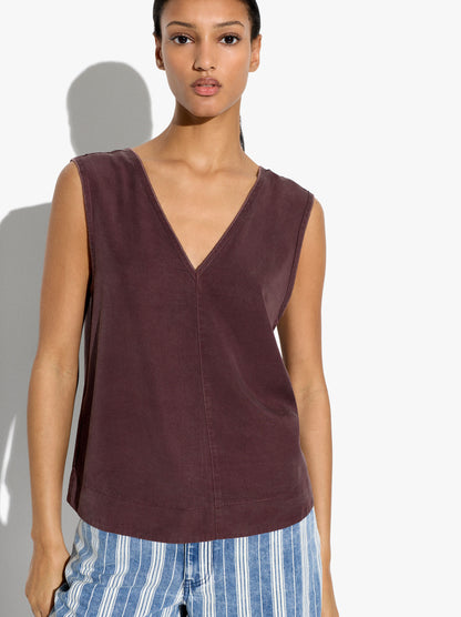 Top With V-Neck 100% Lyocell