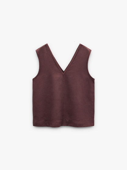 Top With V-Neck 100% Lyocell