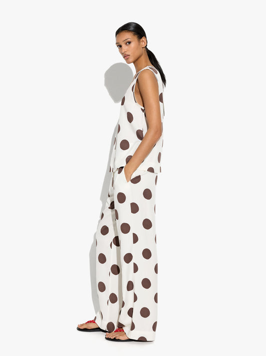 Trousers Printed With Polka Dots 100% Lyocell