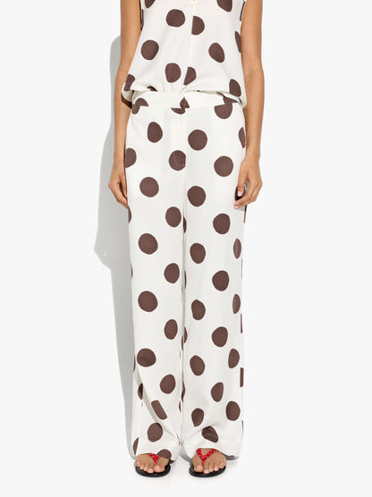 Trousers Printed With Polka Dots 100% Lyocell