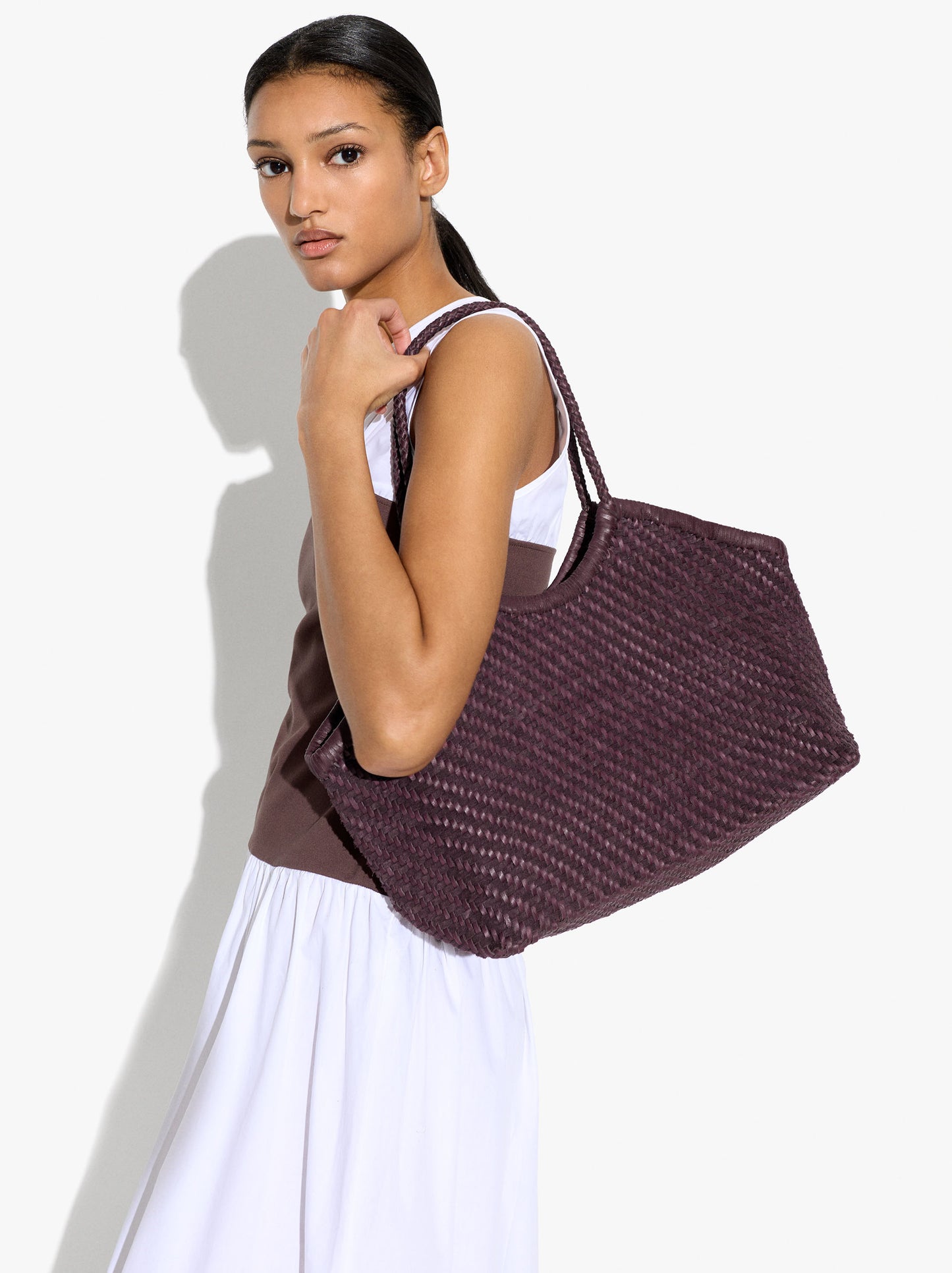 Woven Leather Shopper Bag