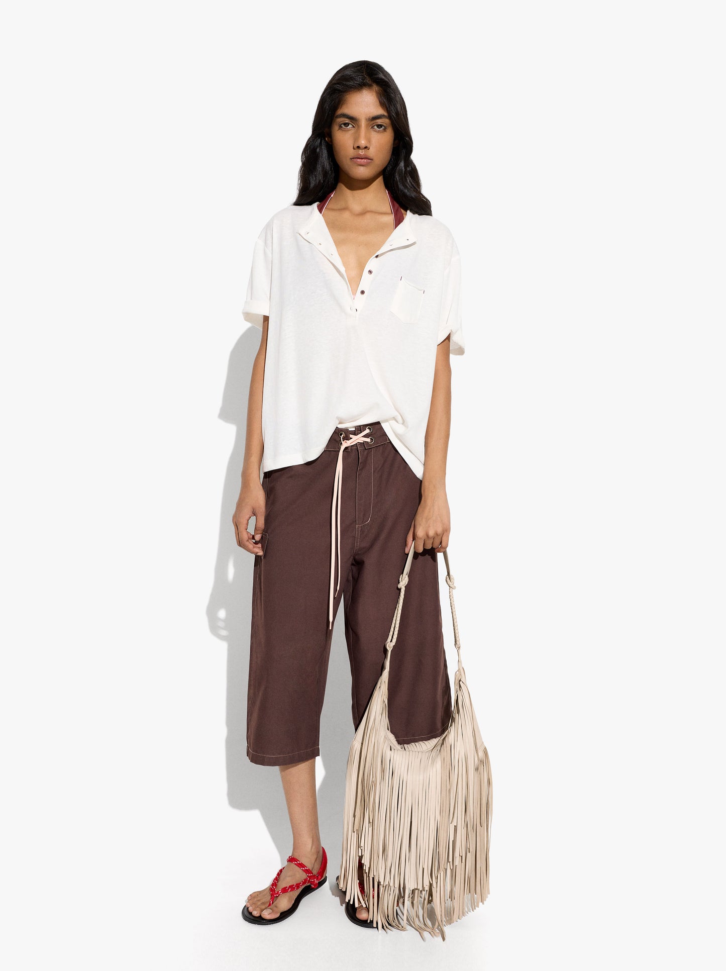 Shoulder Bag Of Leather With Fringes