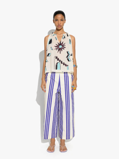 Top Printed With Mandarin Collar