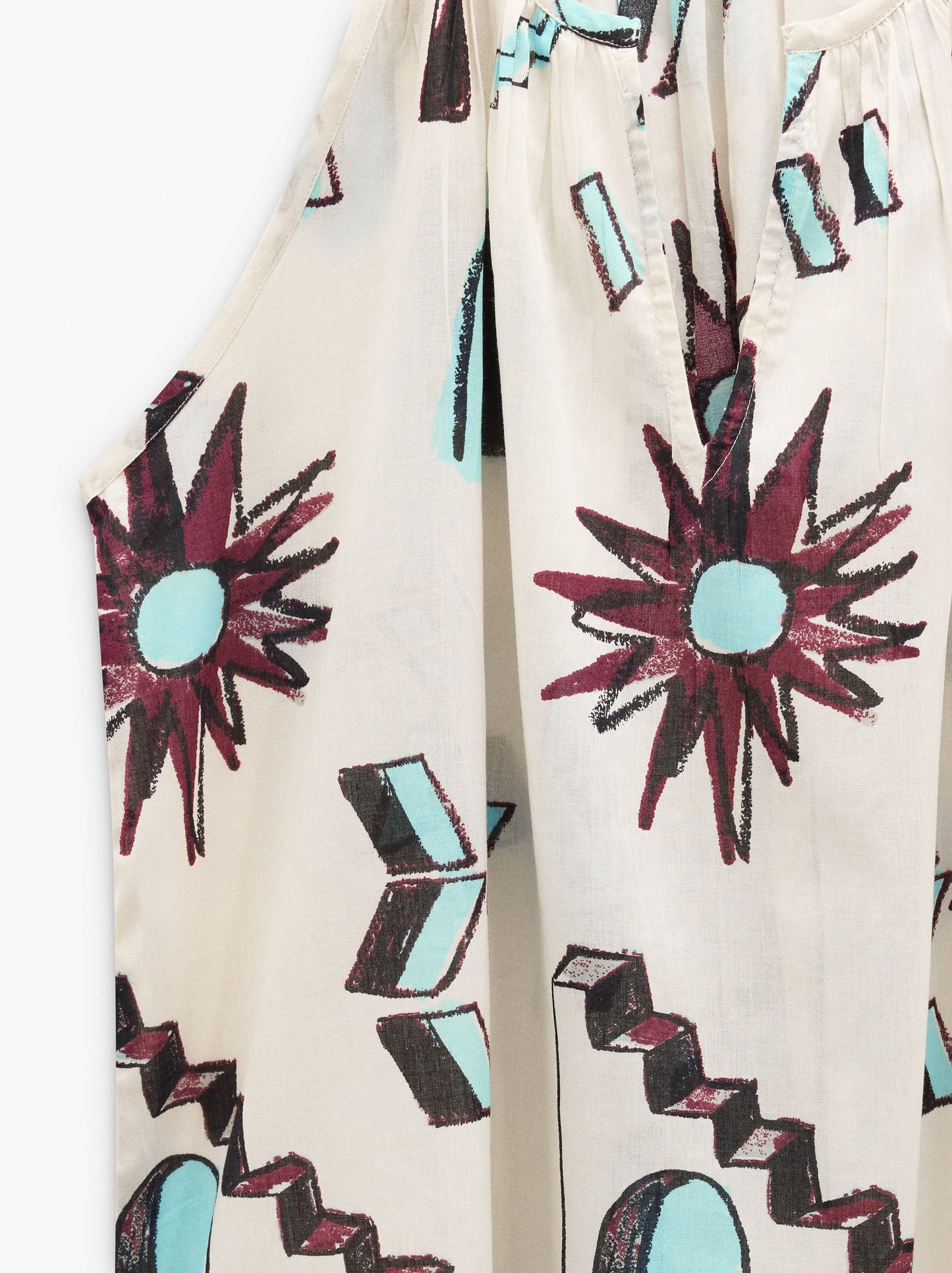 Top Printed With Mandarin Collar