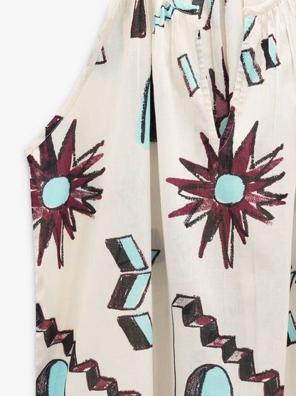 Top Printed With Mandarin Collar