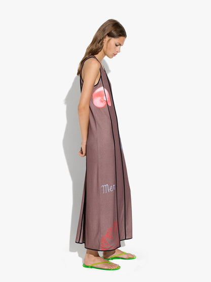 Dress With Topstitching And Marine Prints