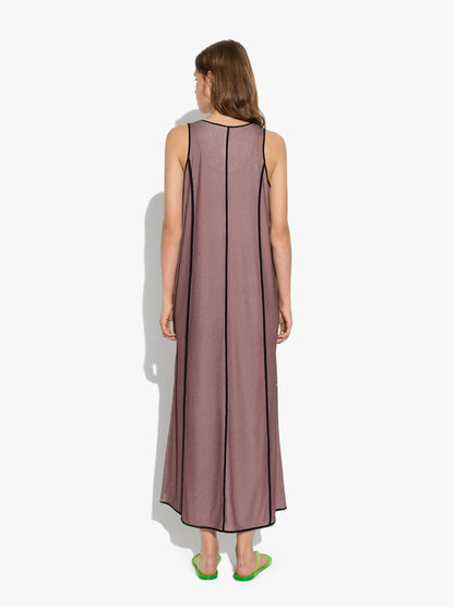 Dress With Topstitching And Marine Prints