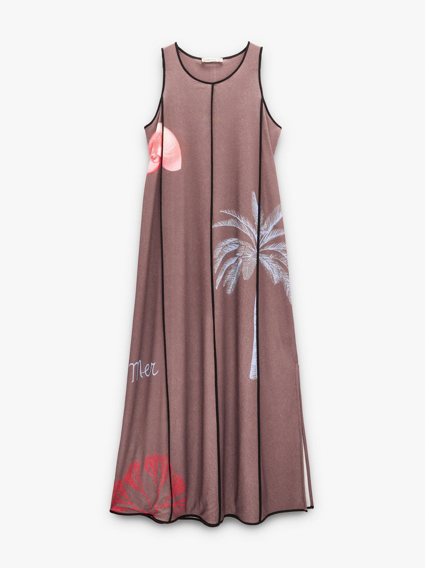 Dress With Topstitching And Marine Prints