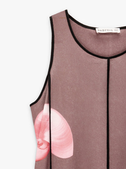 Dress With Topstitching And Marine Prints
