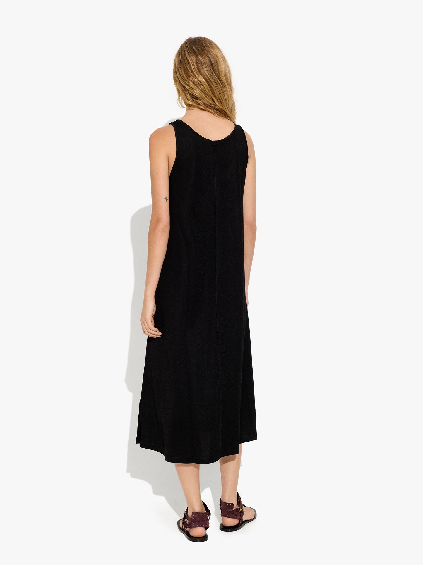 Midi Plain Dress And Flowy