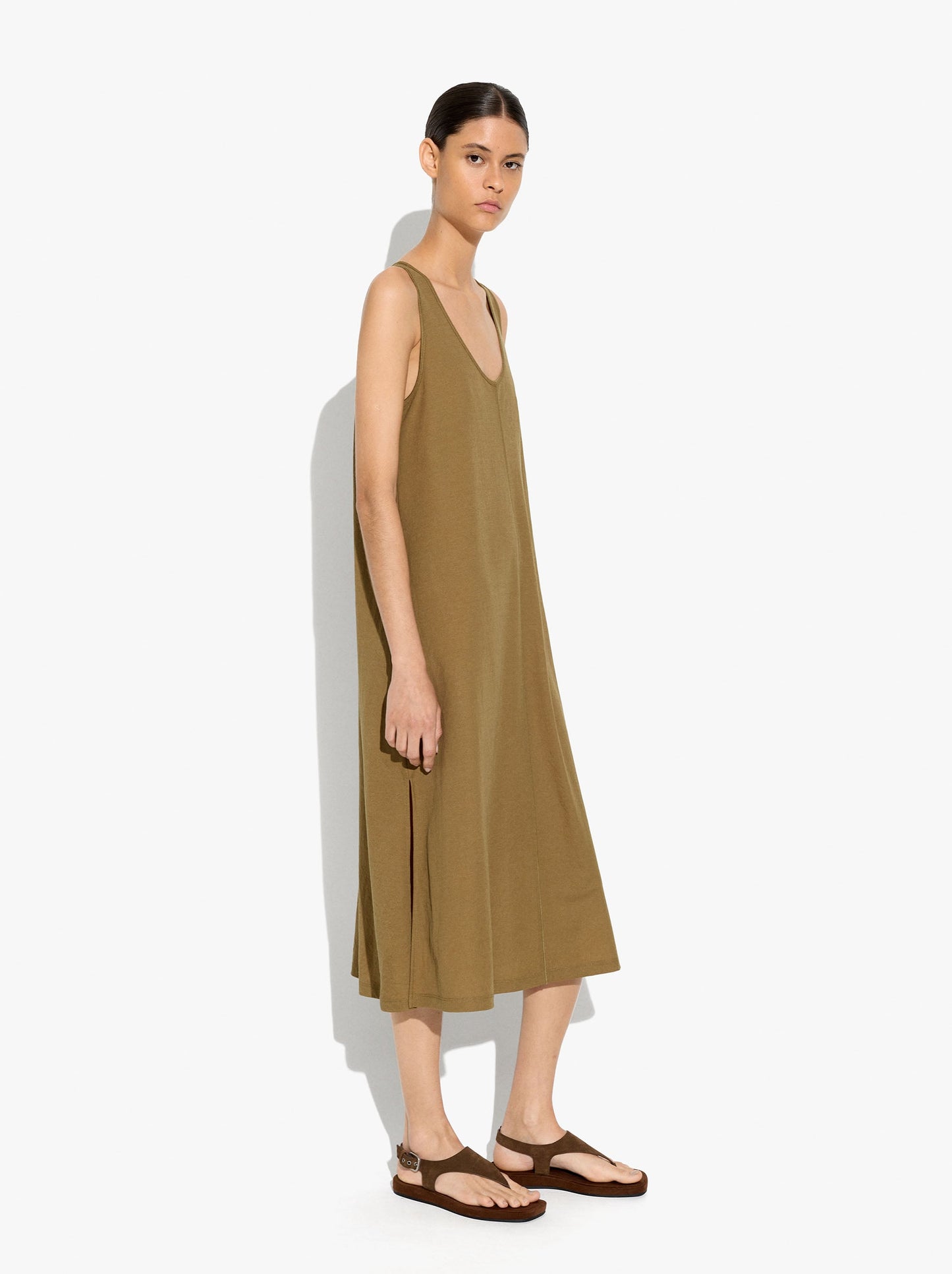 Midi Plain Dress And Flowy