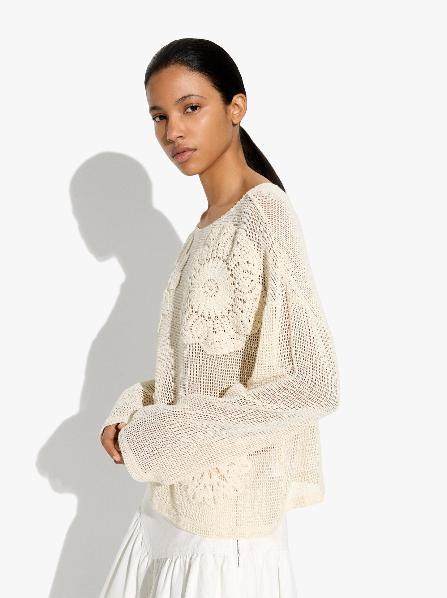 Pointelle Knit Sweater 100% Cotton