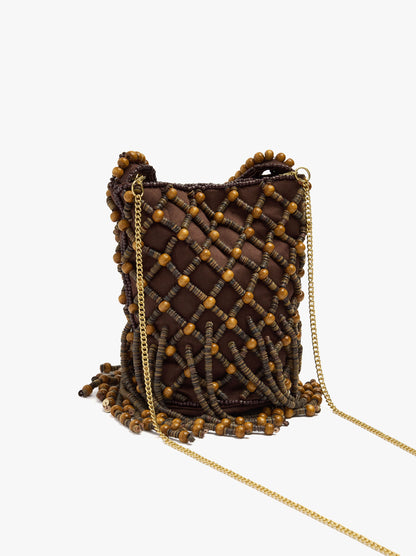 Handbag With Braided Beads
