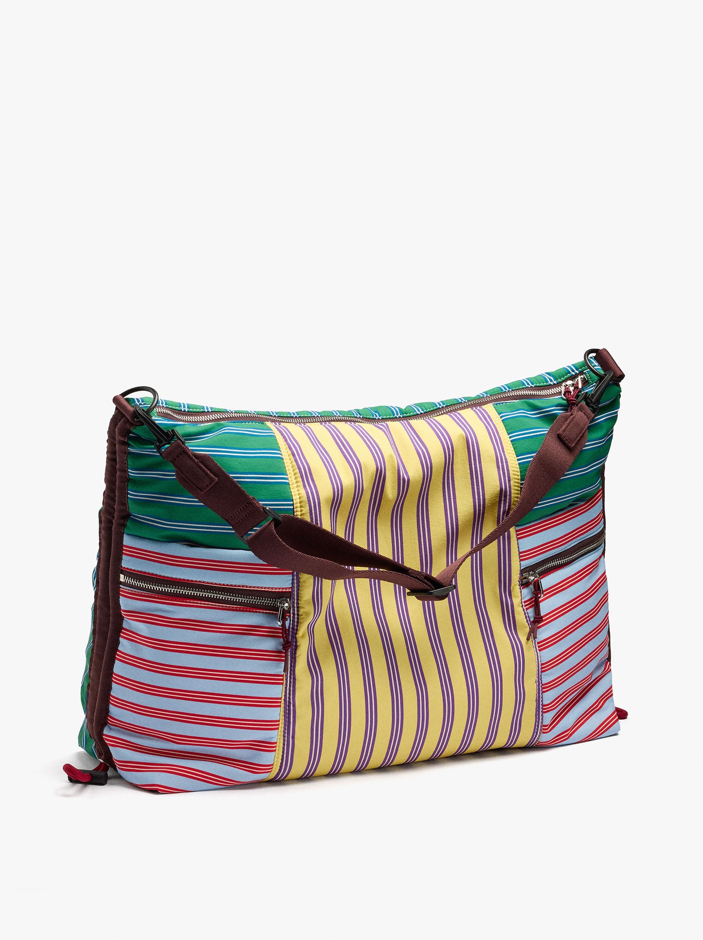 Striped Nylon Sports Bag