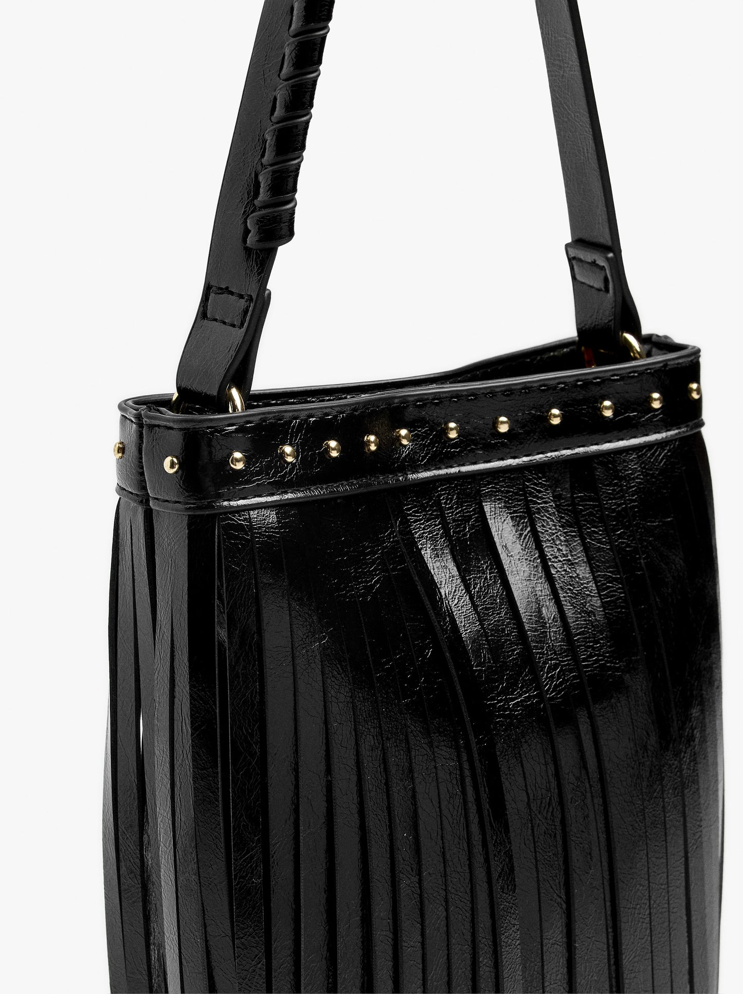 Bucket Bag With Studs And Fringes