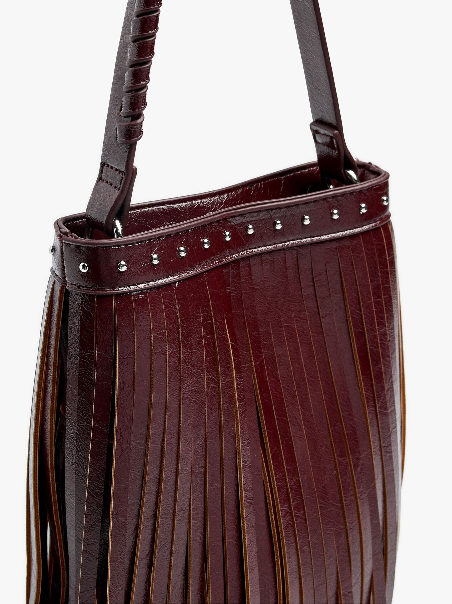 Bucket Bag With Studs And Fringes