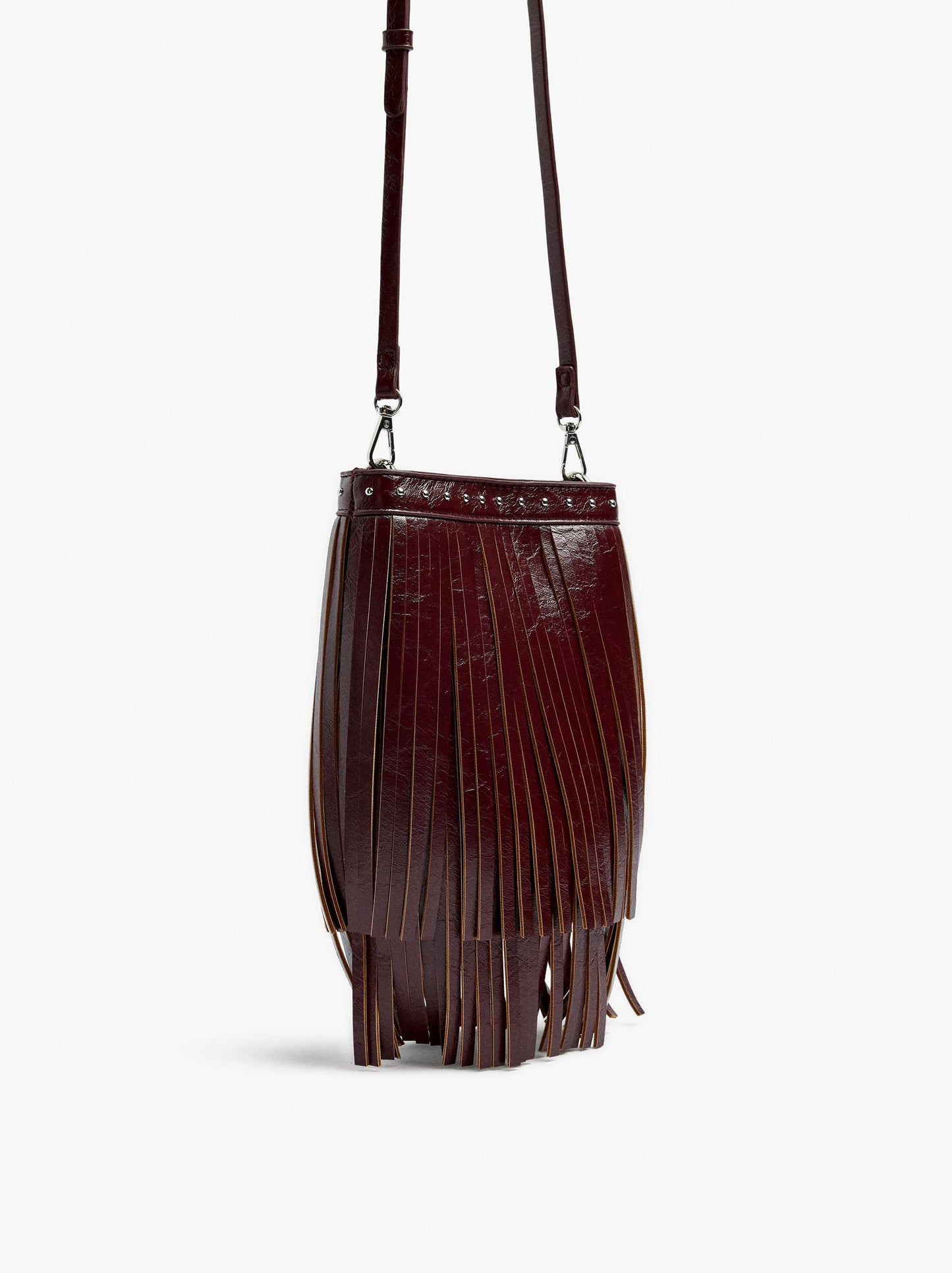 Bucket Bag With Studs And Fringes
