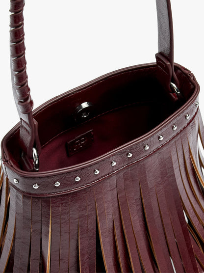 Bucket Bag With Studs And Fringes