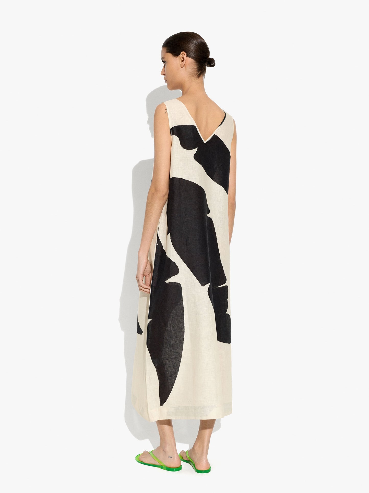 Long Printed Dress 100% Linen
