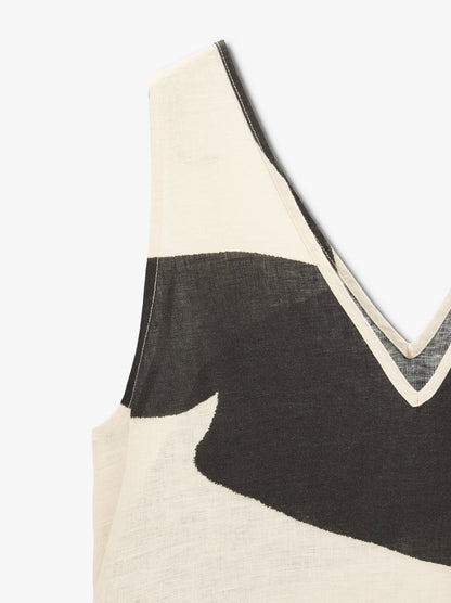 Long Printed Dress 100% Linen